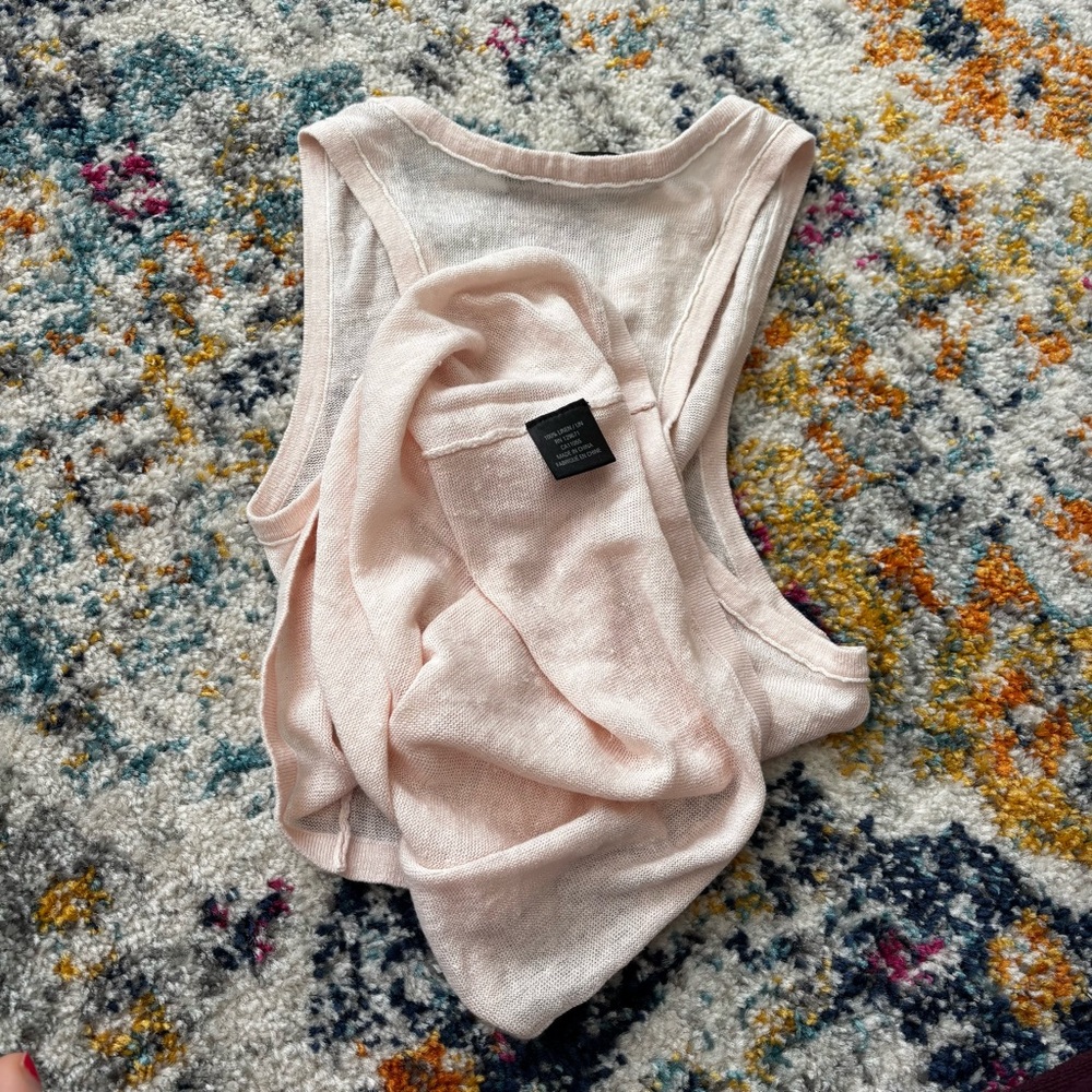 360 Sweater Women's small light pink racerback Tank Top 100% linen